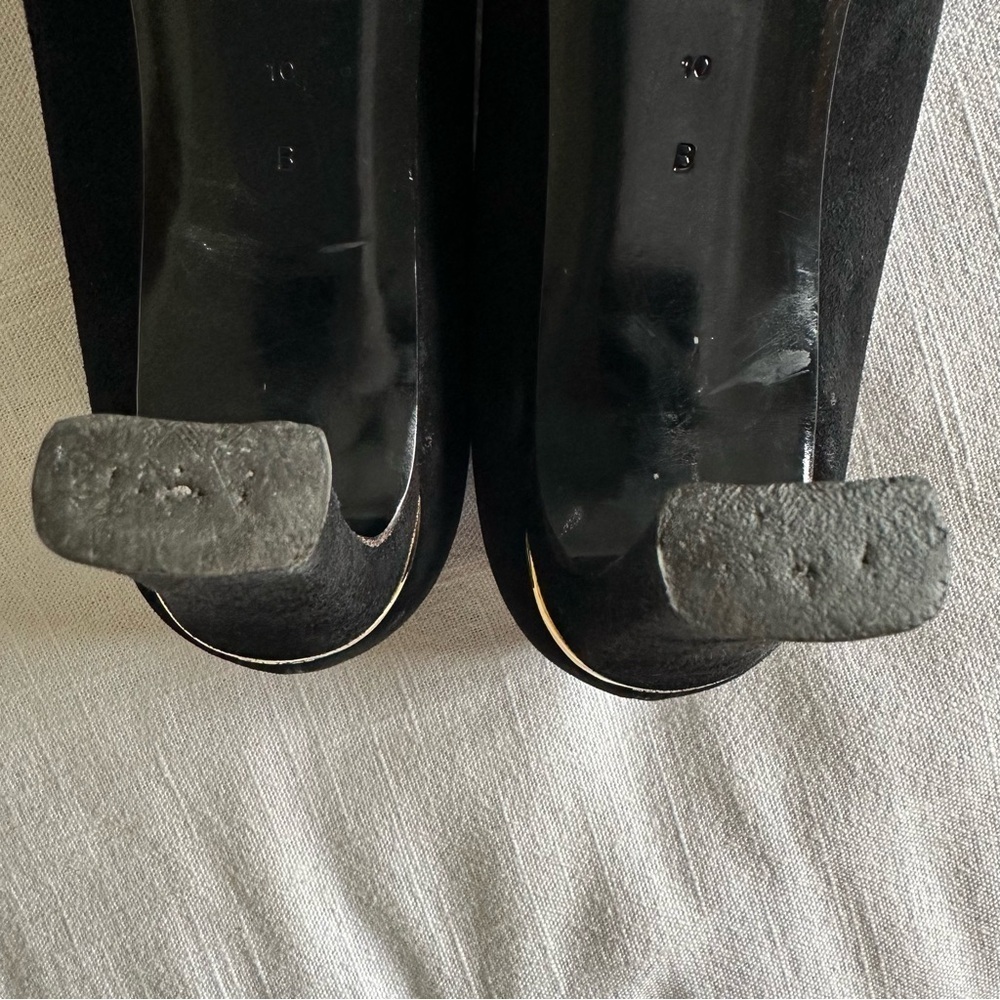 St. John Shoes Womens Size 10 Black Suede Mary Jane Pumps Block Heel Italy Party - Picture 11 of 14